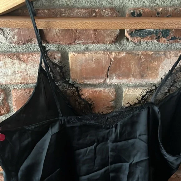 Zara Black Lace Detail Thin Strapped Tank Top Size Large - Picture 4 of 6